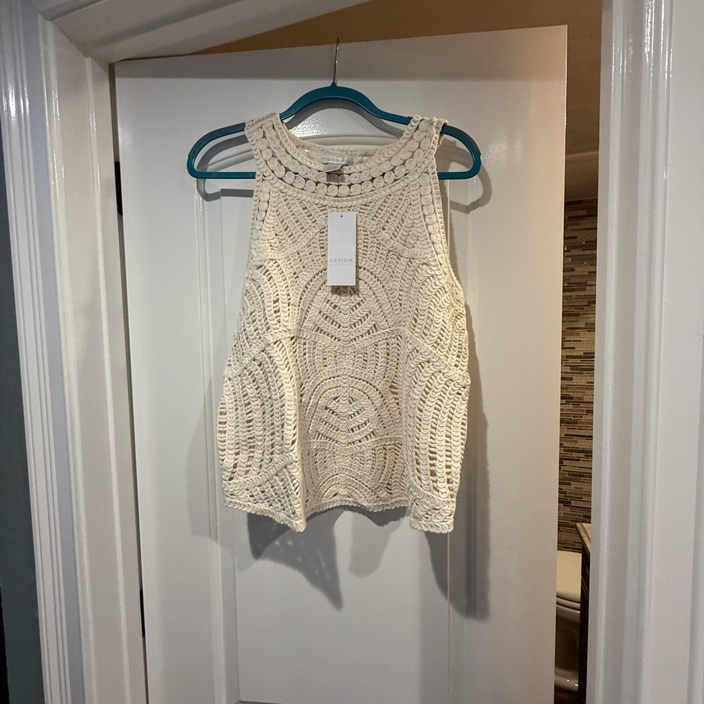 Design History Cream Boxy Sleeveless Tank Top